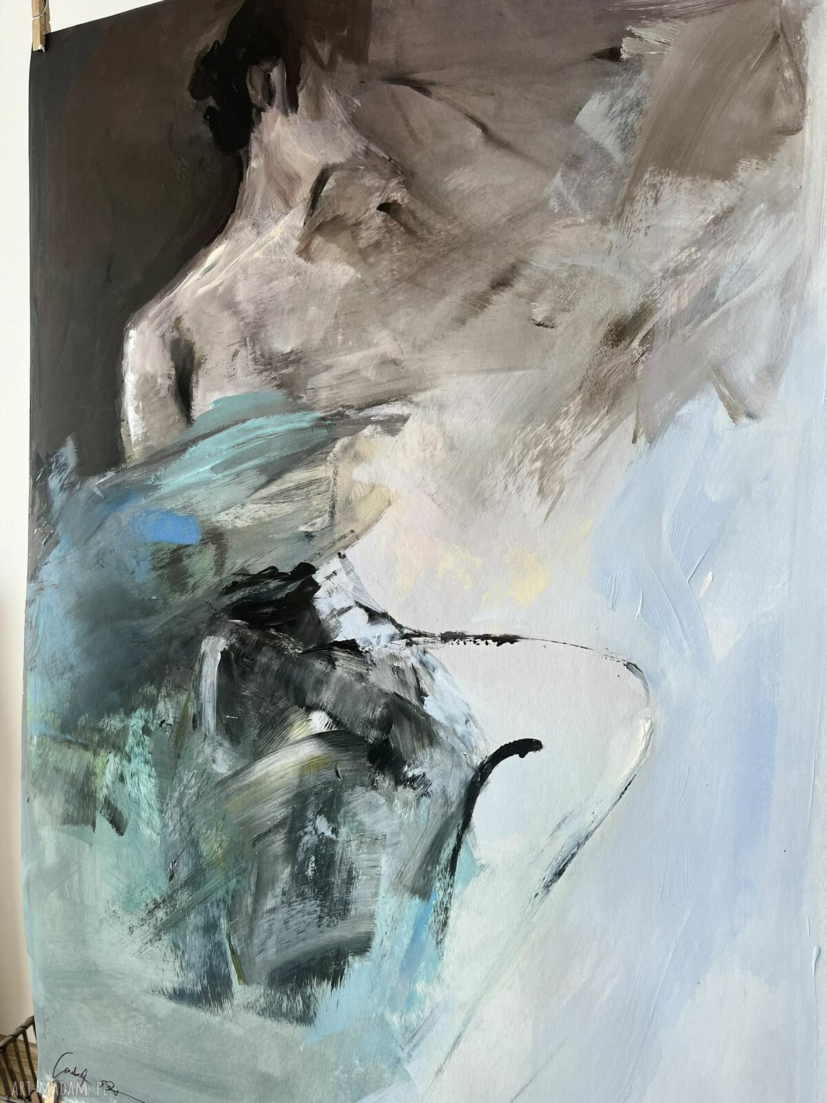Blue - obraz do sypialni 100x70 nad łóżko w pastelowych błękitach i turkusie