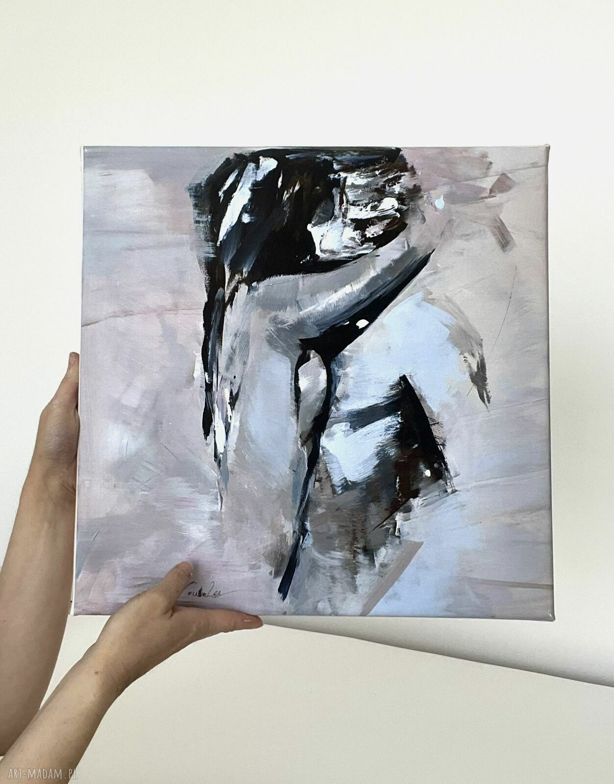 Niebieska grafika na płótnie 40x40 cm - obraz nad łóżko do sypialni