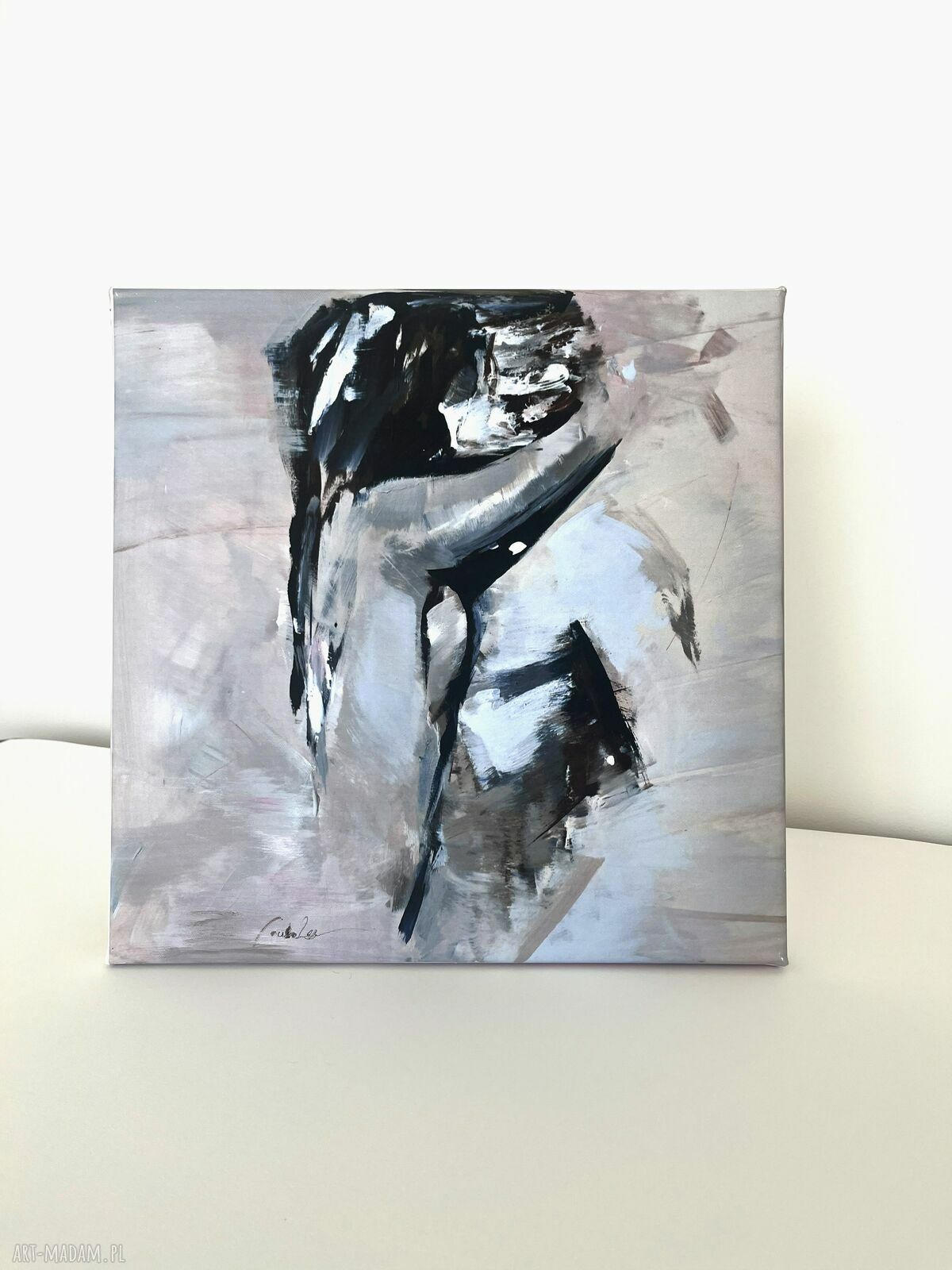 Niebieska grafika na płótnie 40x40 cm - obraz nad łóżko do sypialni