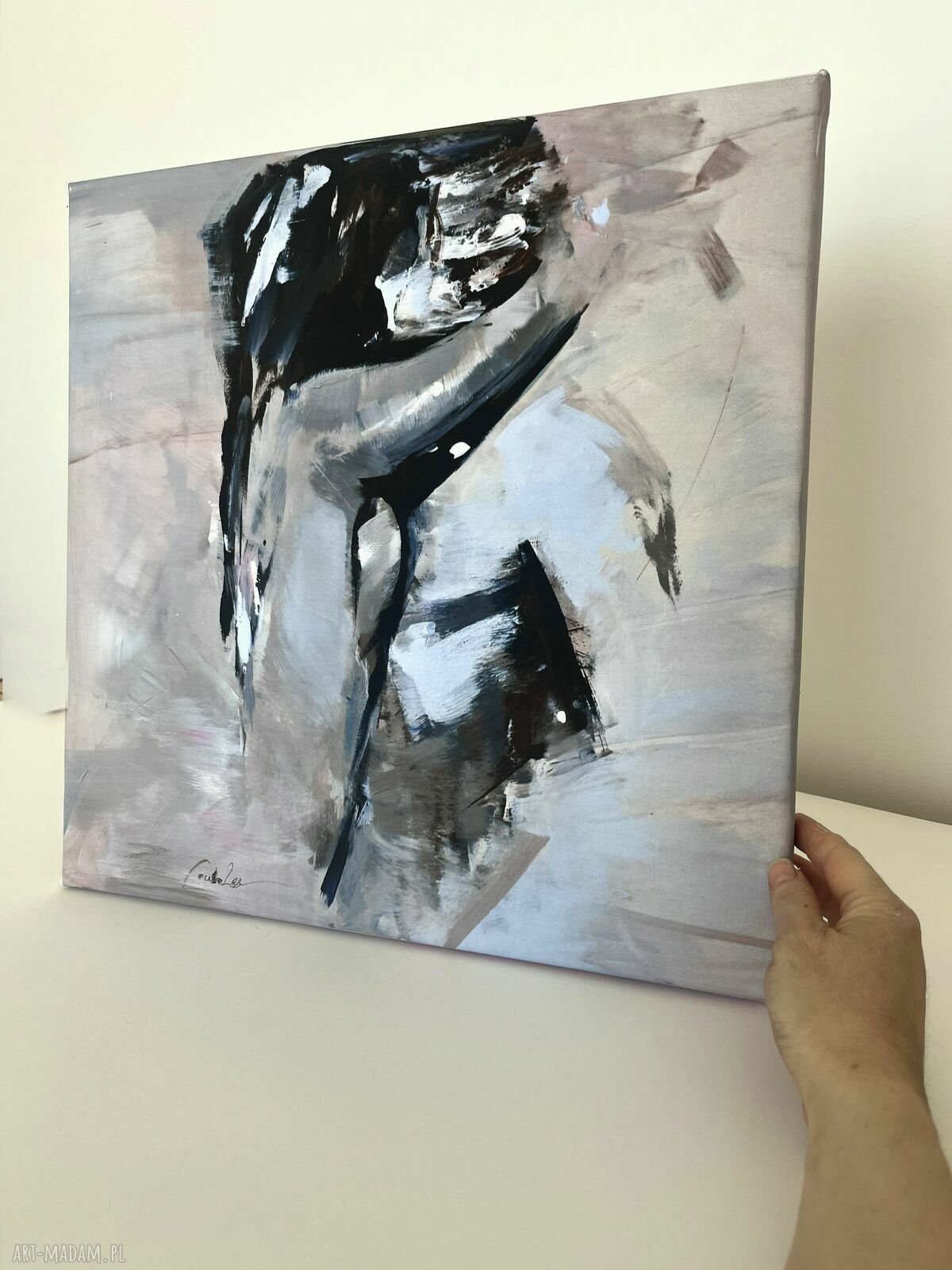 Niebieska grafika na płótnie 40x40 cm - obraz nad łóżko do sypialni