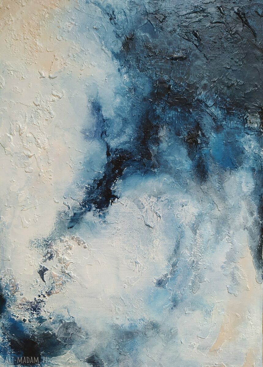 Abstrakcja BLUE - ręcznie malowany obraz strukturalny 70x100 cm do salonu