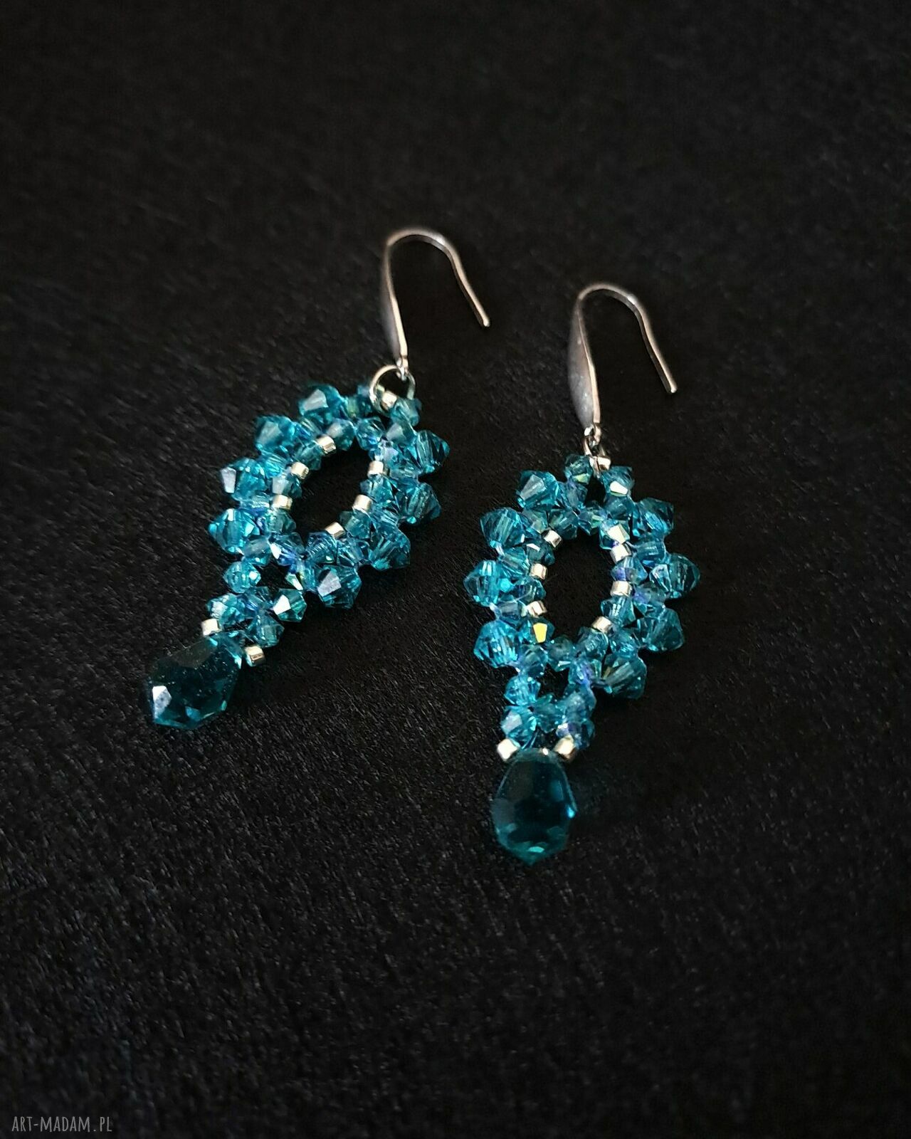 Kolczyki „Blue Zircon Glow” - długie wiszące z kryształków Preciosa