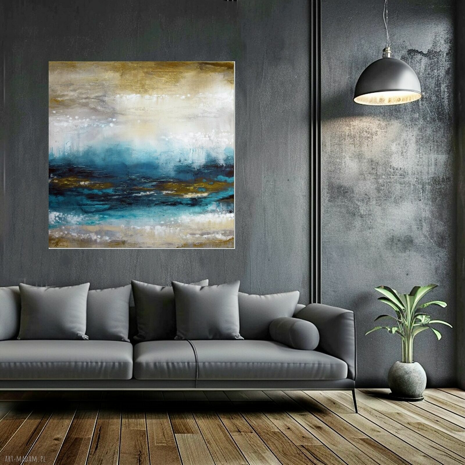 Blue lagoon 11 - ręcznie malowany obraz abstrakcyjny 100x100 cm