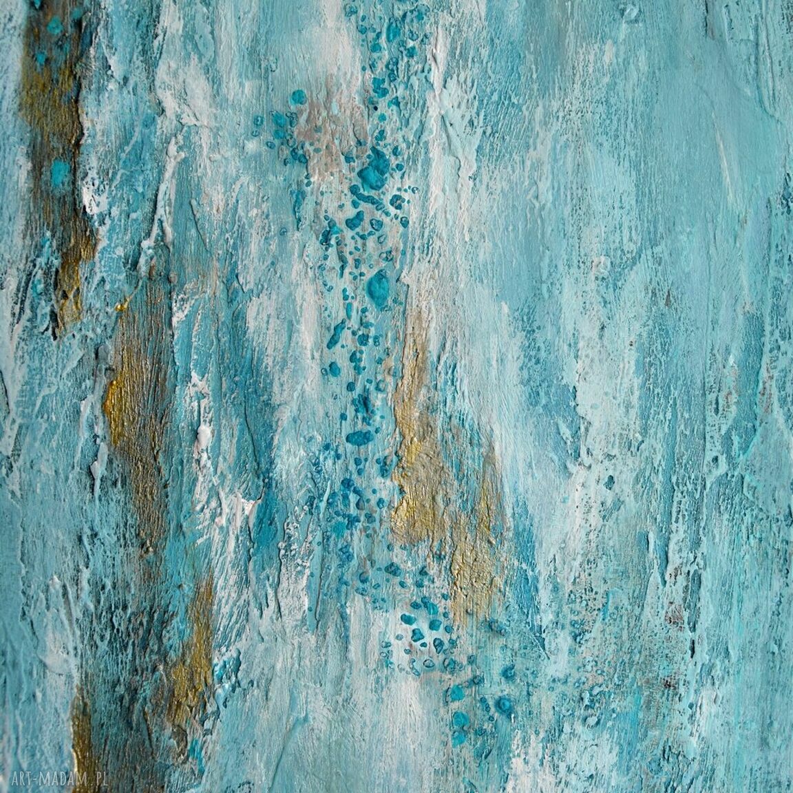 Blue Lagoon 5 - abstrakcyjny obraz ręcznie malowany akrylem na płótnie 60 x 80 cm