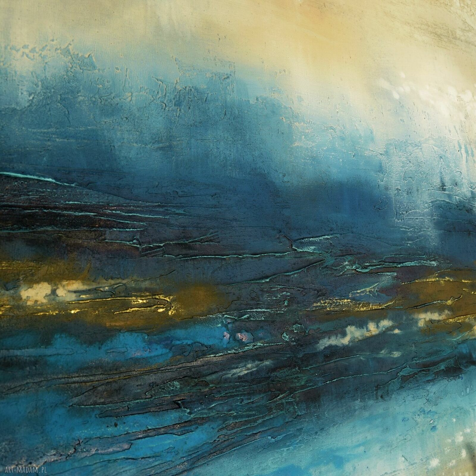 Blue lagoon 11 - ręcznie malowany obraz abstrakcyjny 100x100 cm
