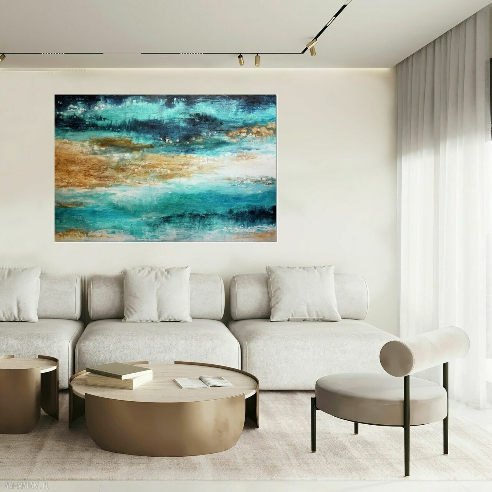 Blue Lagoon 12 - nowoczesny obraz abstrakcyjny 150x100