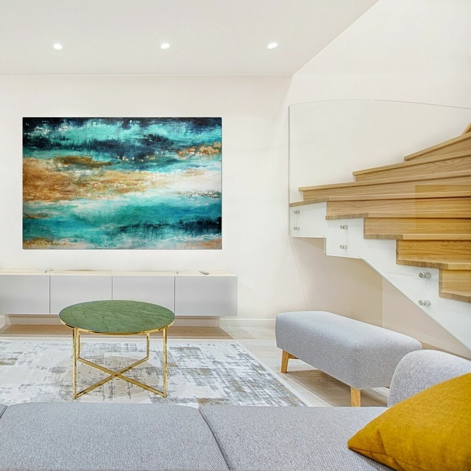 Blue Lagoon 12 - nowoczesny obraz abstrakcyjny 150x100