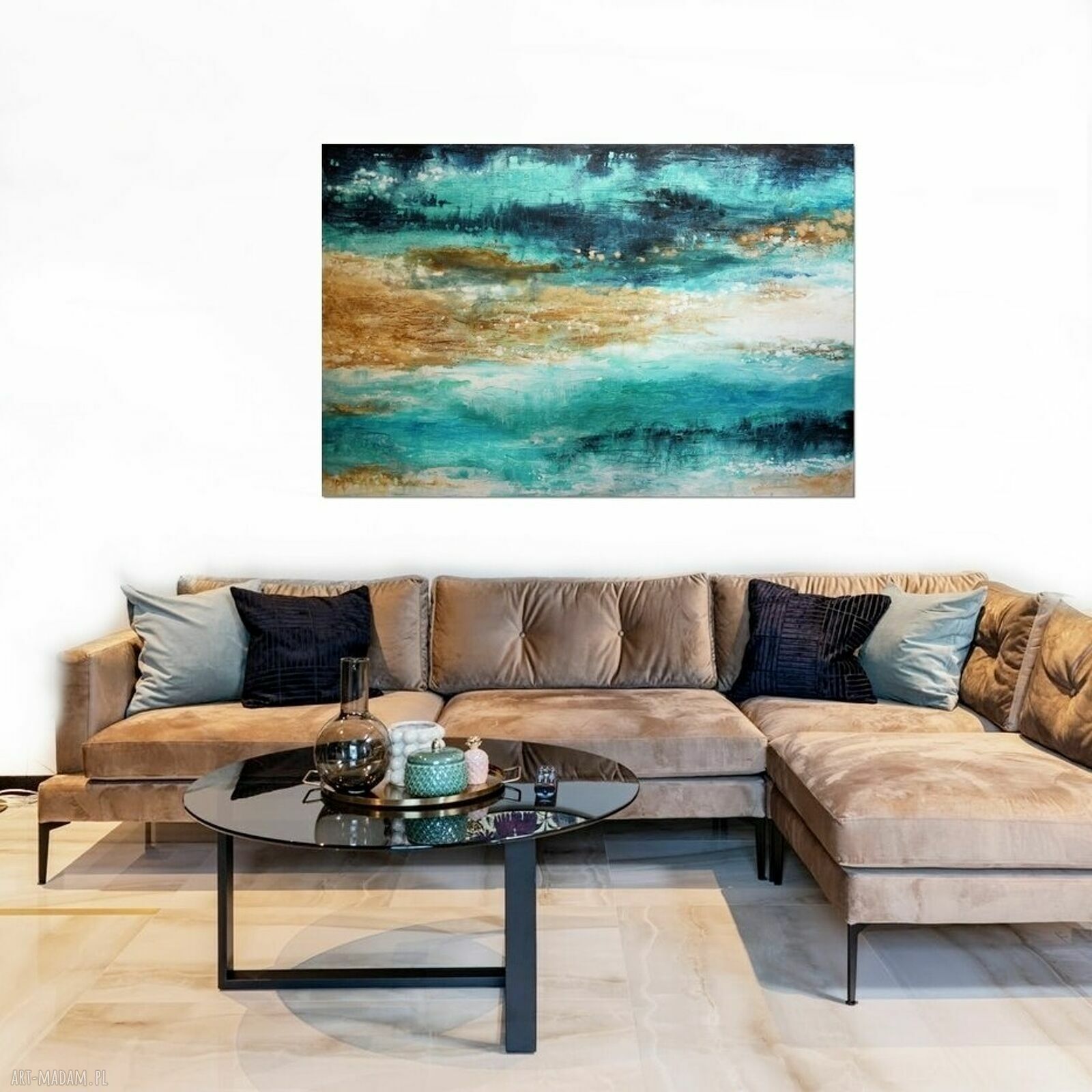 Blue Lagoon 12 - nowoczesny obraz abstrakcyjny 150x100
