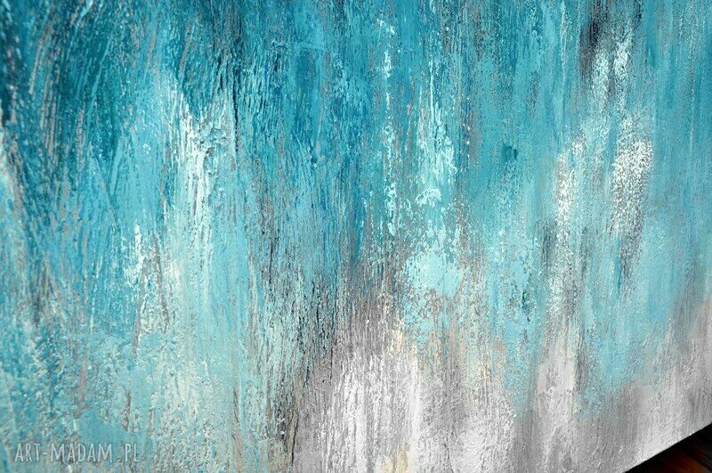 Blue Lagoon /2/ - abstrakcja w kolorach turkusu i błękitu, ręcznie malowany obraz akrylowy (100x70 cm)