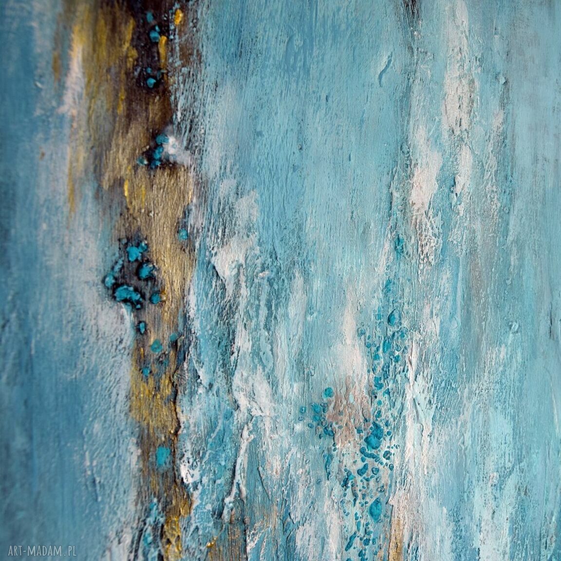 Blue Lagoon 5 - abstrakcyjny obraz ręcznie malowany akrylem na płótnie 60 x 80 cm