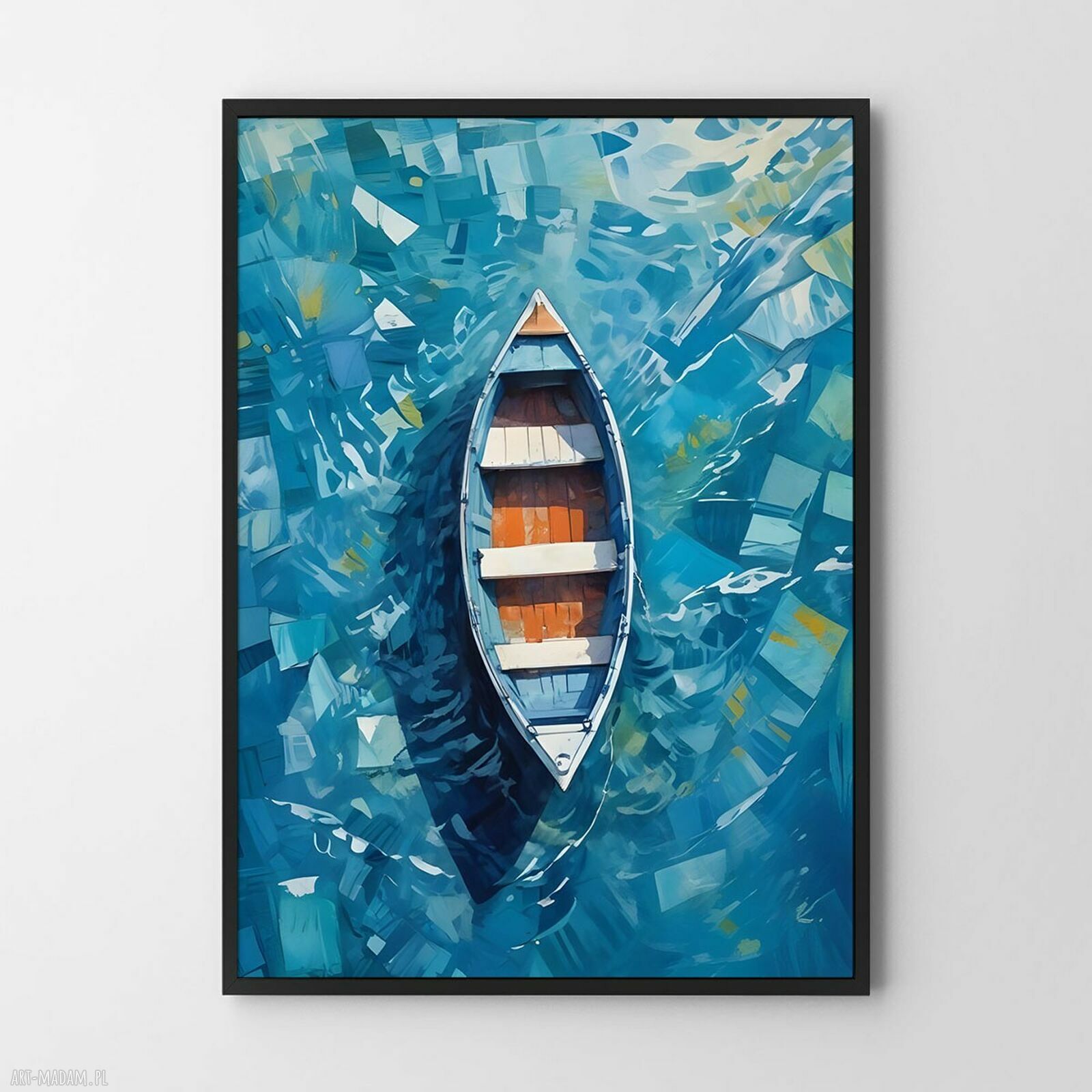 Plakat Blue Ocean 30x40 cm - ocean niebieski i łódka