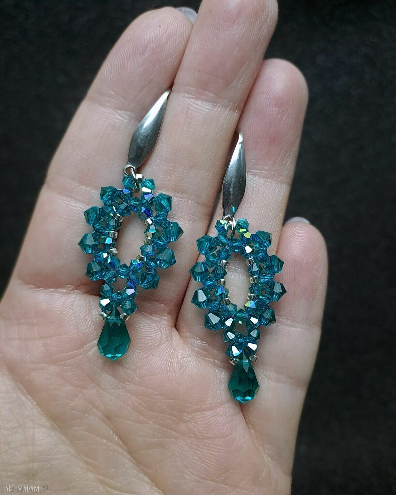 Kolczyki „Blue Zircon Glow” - długie wiszące z kryształków Preciosa