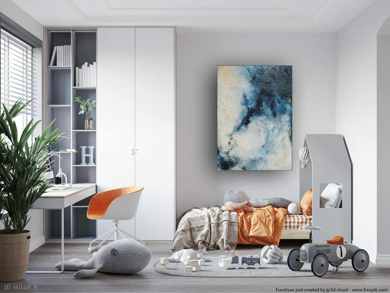 BLUE, wym. 70x100 cm Wielkoformatowy obraz na płótnie Abstrakcyjny