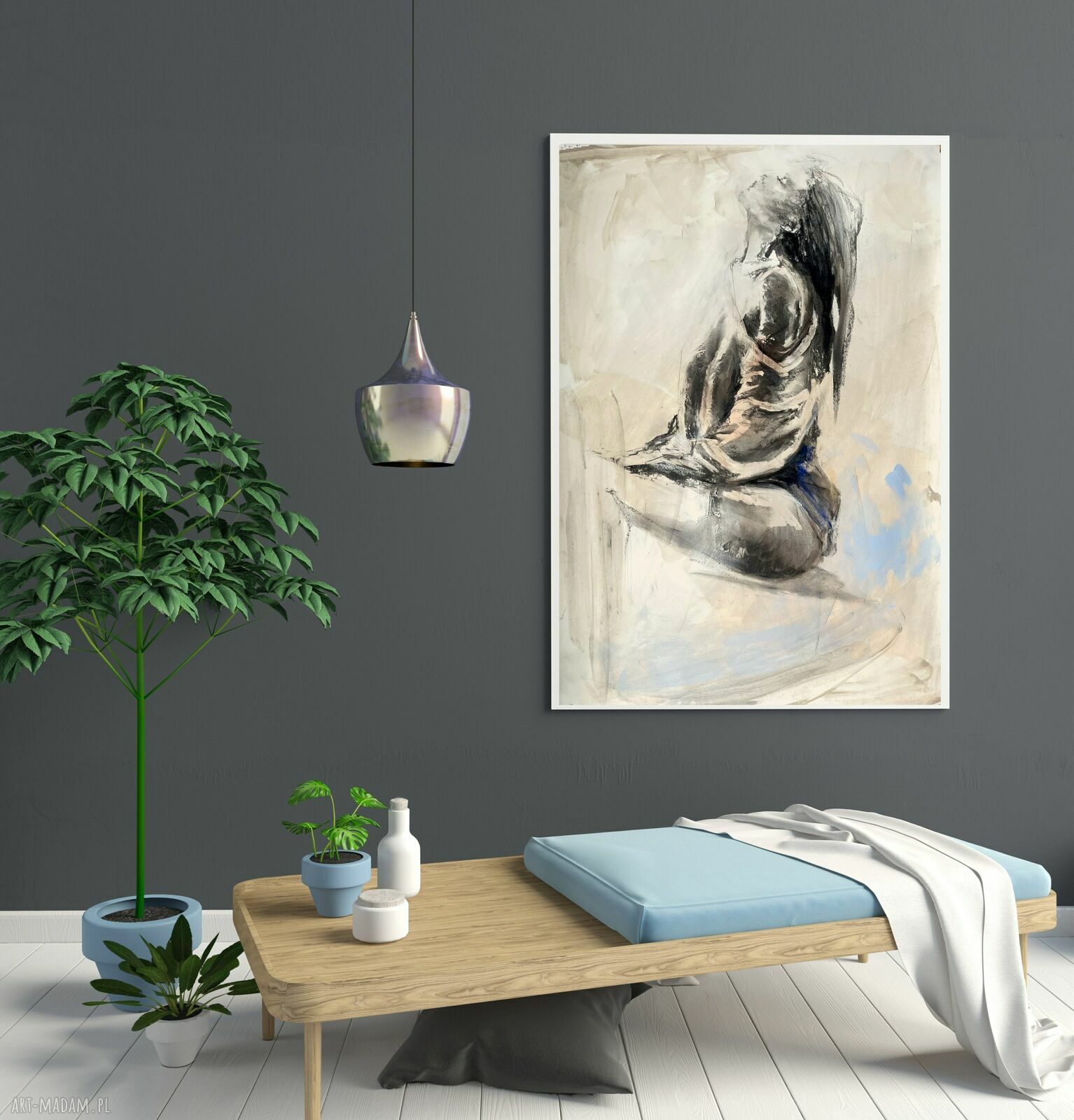 Blush Pink - obraz 100x70 cm w delikatnej palecie różu, błękitu i beżu