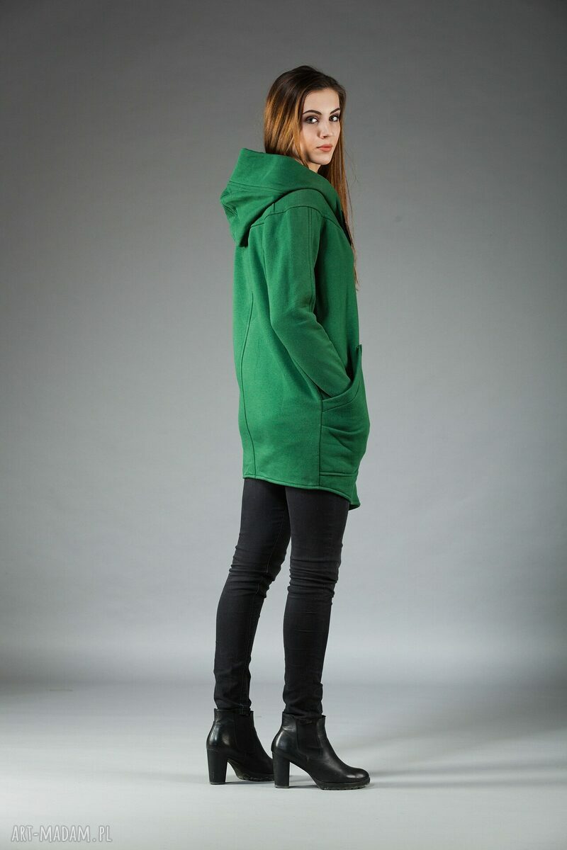 Zielona bluza Ashmita NavahoClothing - rozpinana z kapturem i kieszeniami