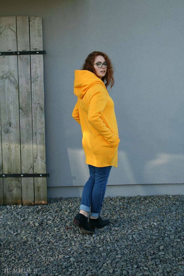 Bluza Ashmita - długa rozpinana bluza na zamek z kapturem (dzianina)