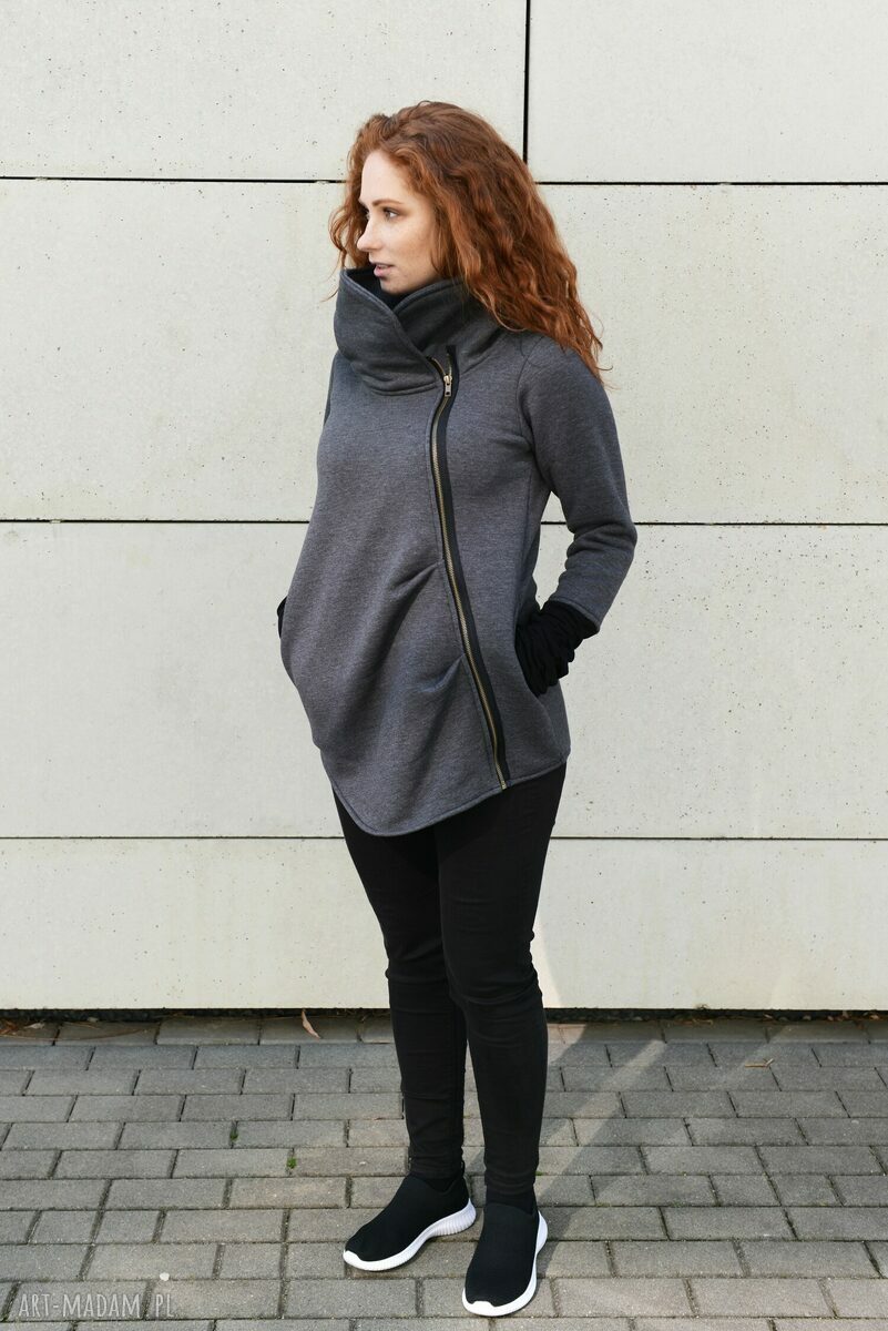 Asymetryczna bluza na suwak ze stójką - handmade Navaho Clothing