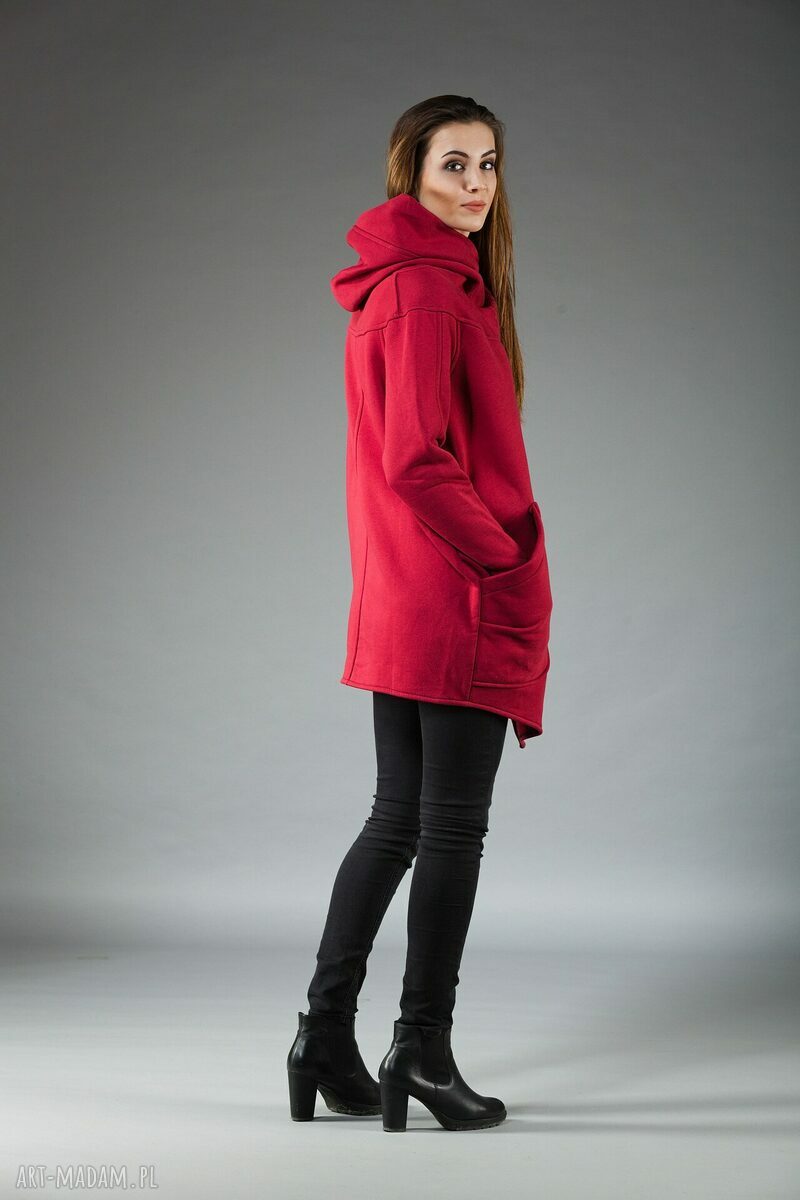 Asymetryczna bluza Ashmita z kapturem i zamkiem - NavahoClothing