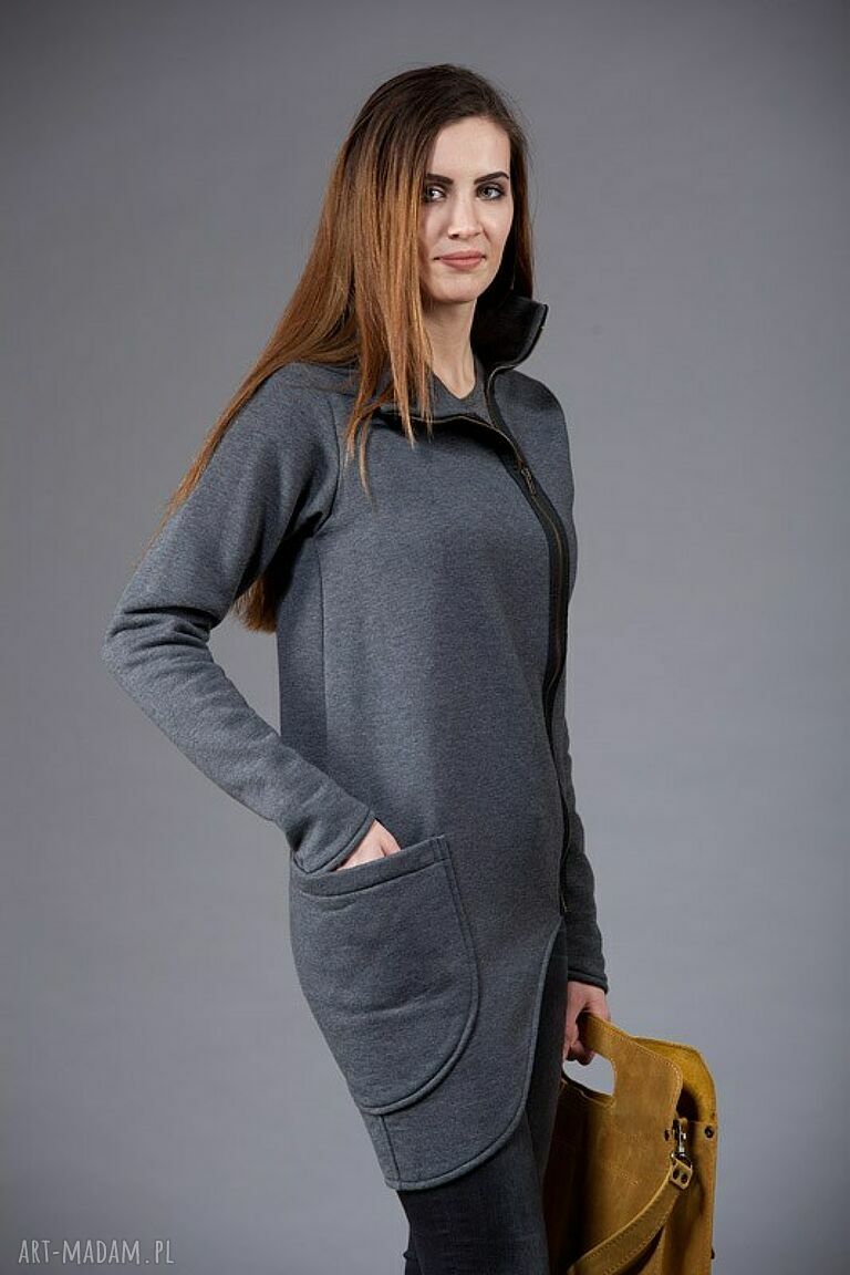 Bluza Ati asymetryczna handmade z zamkiem i stójką