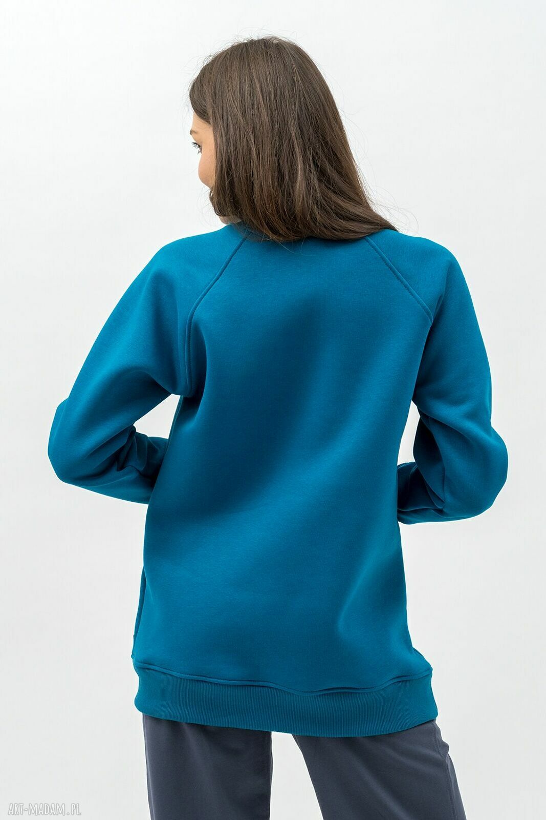 Ciepła bluza basic damska raglan petrol - meszek