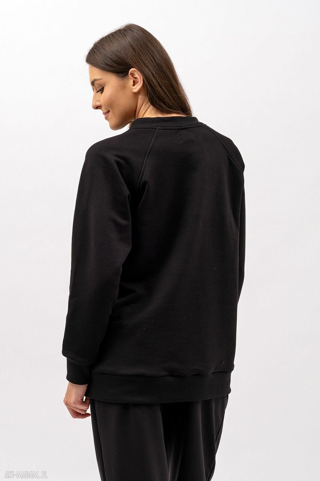 Bluza Basic Raglan „Zuhal” - czarna w złote liście