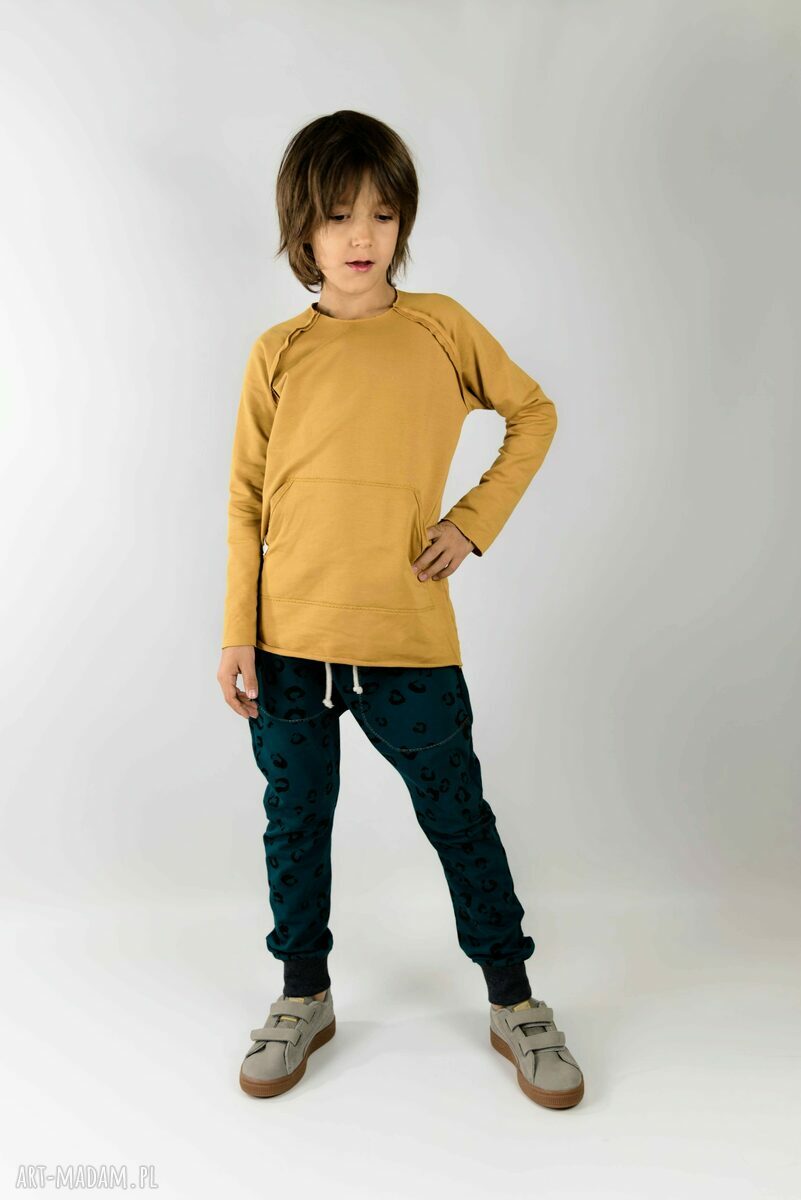 Bluza BASIC musztardowa z kieszenią - raglan, bawełna handmade