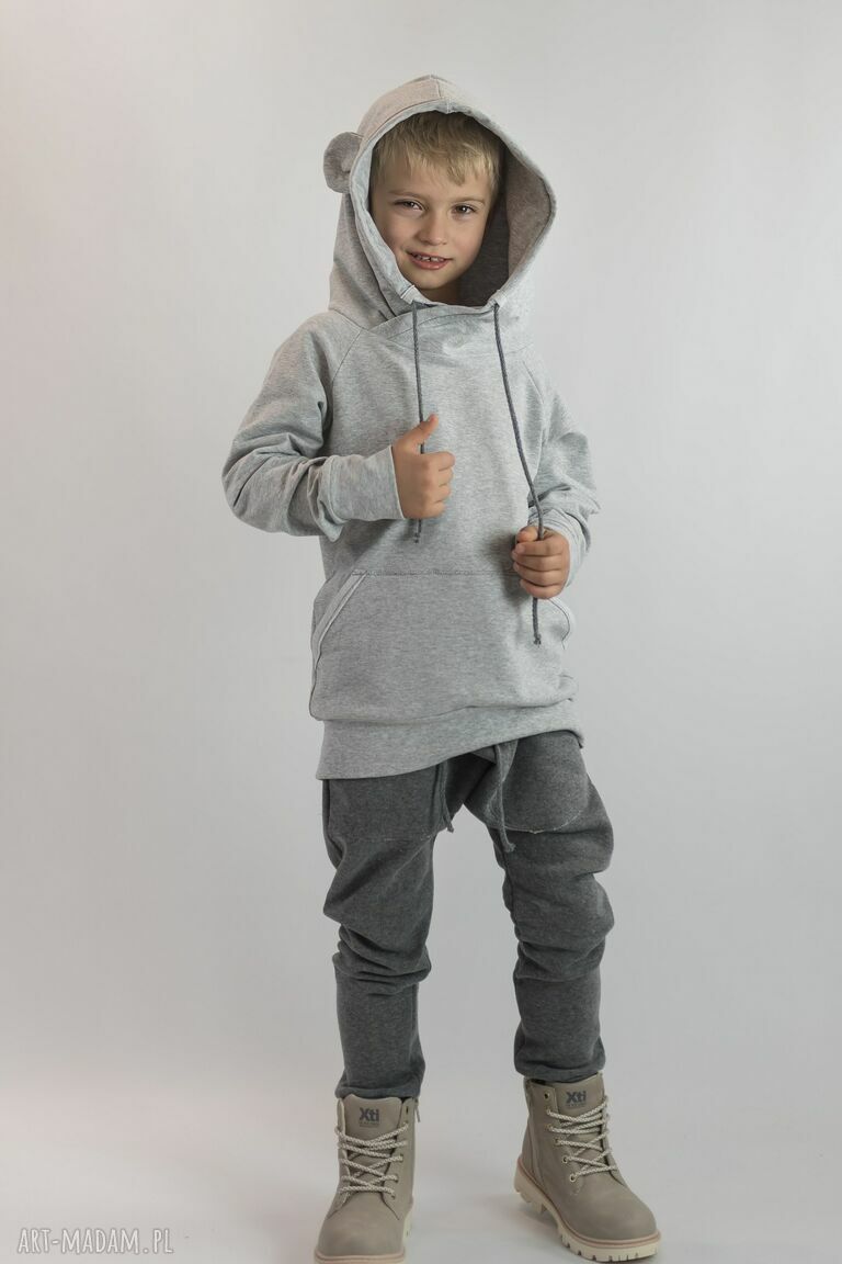 Bluza BEAR szara z uszami i kapturem 86-104