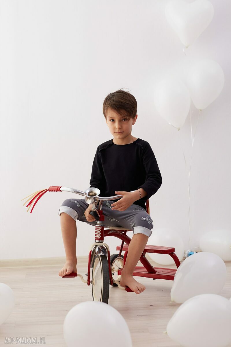 Czarna bluza raglan dla dziecka z surowym wykończeniem - Cudi KIDS