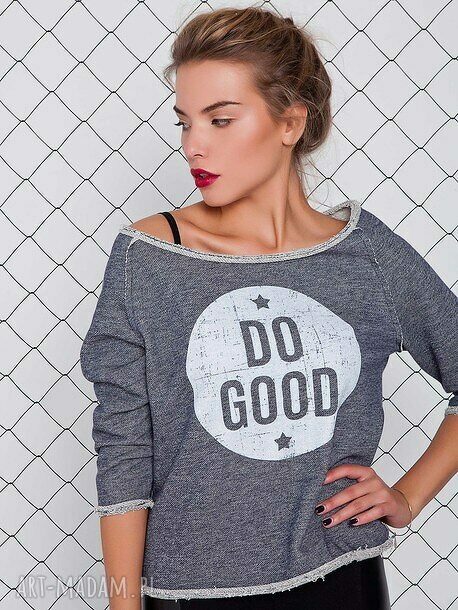 Bluza sportowa z dzianiny - luźny krój i nadruk