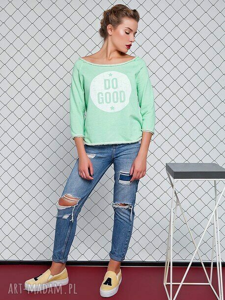 Bluza sportowa z dzianiny - luźny krój i nadruk