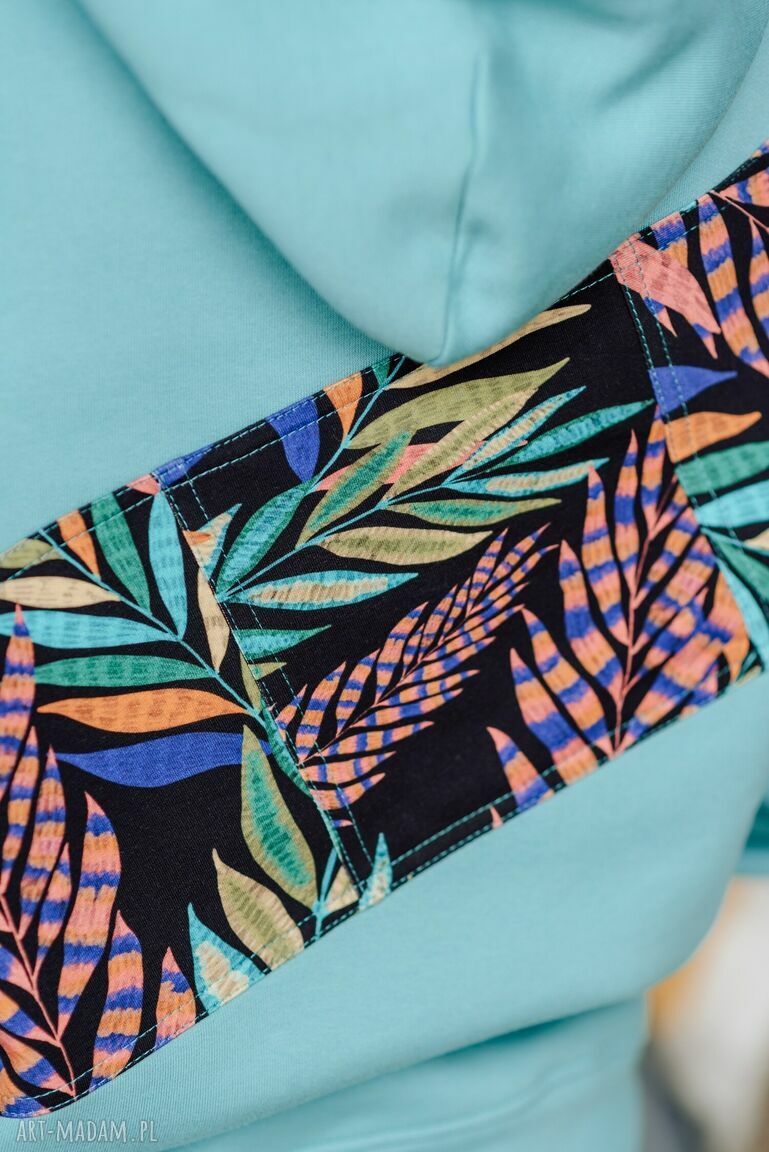 bluzy: bluza Clasic kangurka błękitno miętowa ręcznie wykonane