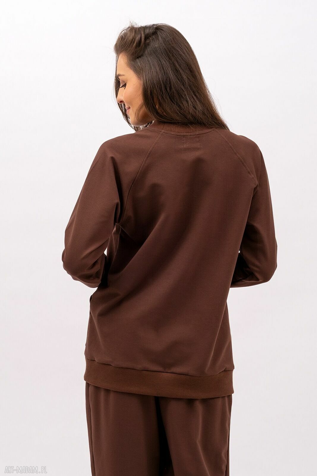 Bluza damska raglan Basic brąz - handmade z dresówki 250 g