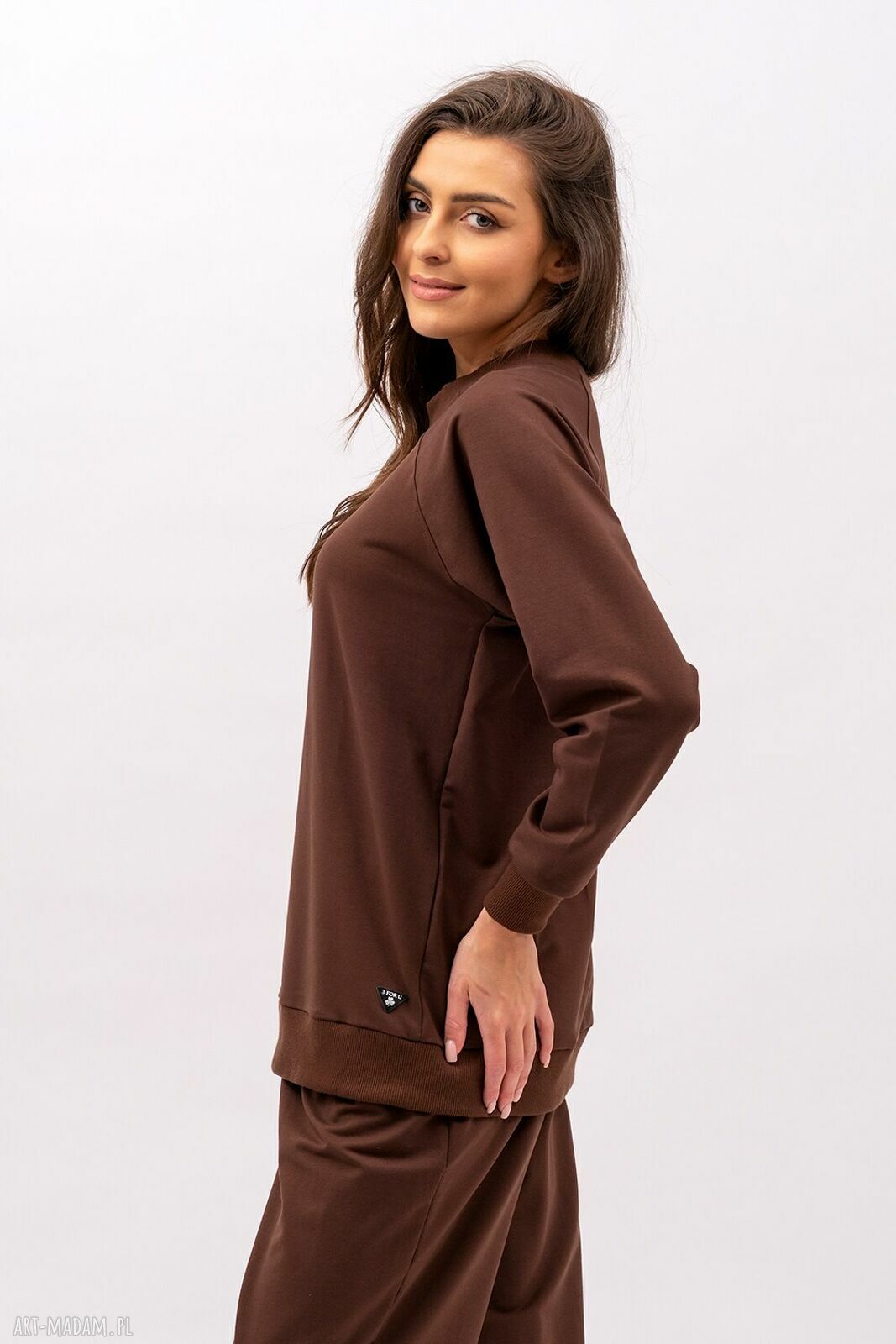 Bluza damska raglan Basic brąz - handmade z dresówki 250 g