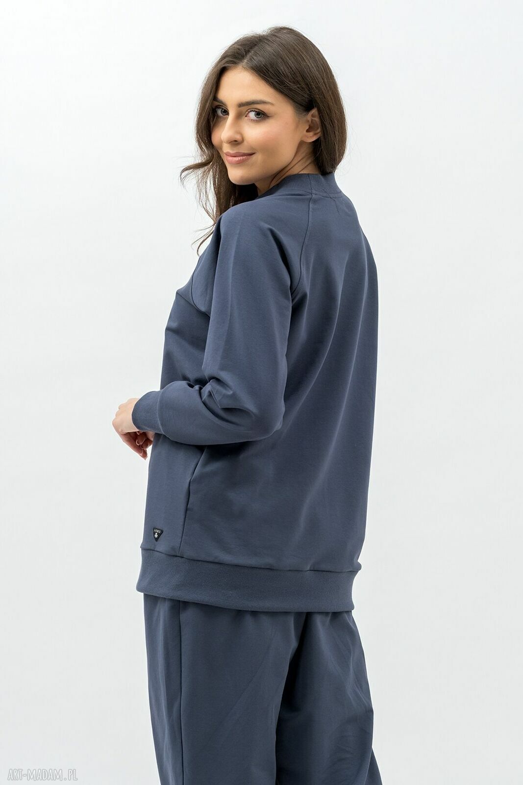 Grafitowa bluza damska raglan Basic Adalet - wygodna bawełniana dresówka 250g