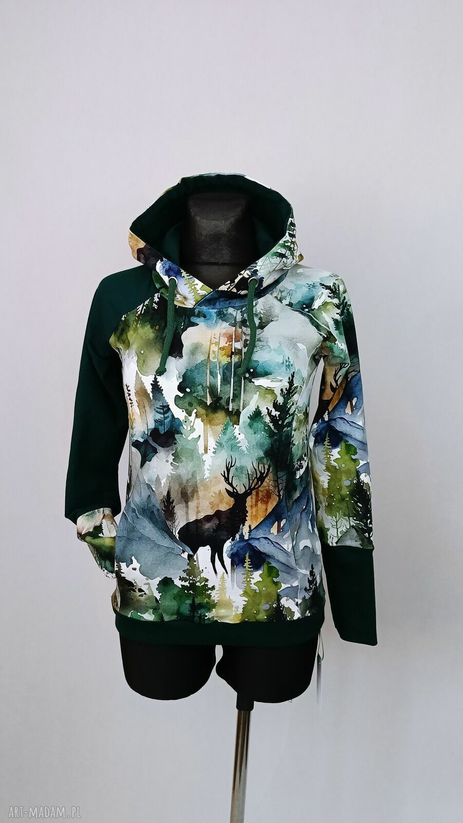 Bluza damska z kapturem GÓRY - wygodna bluza handmade