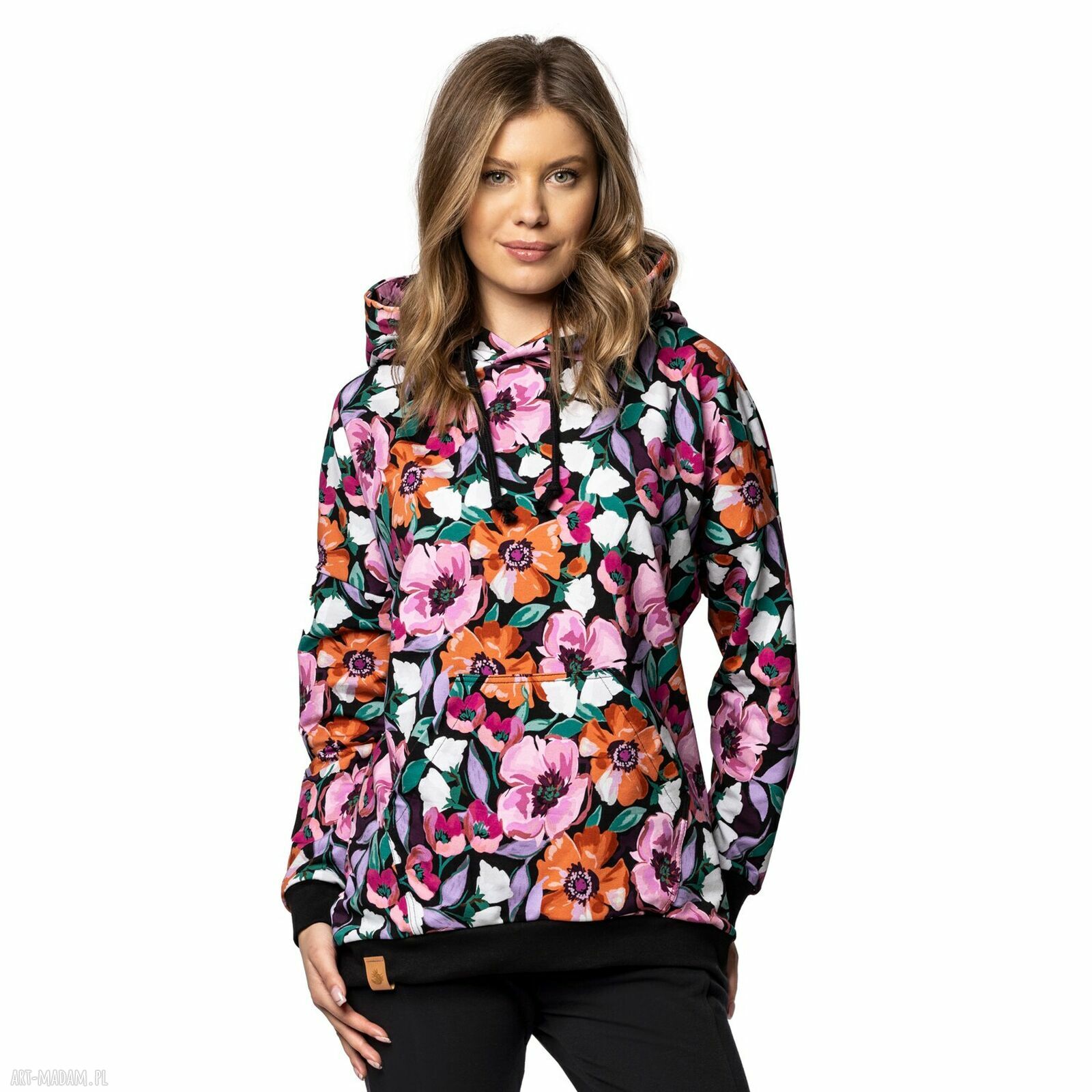 Bluza damska Floral Bloom z kapturem - slow fashion z GOTS