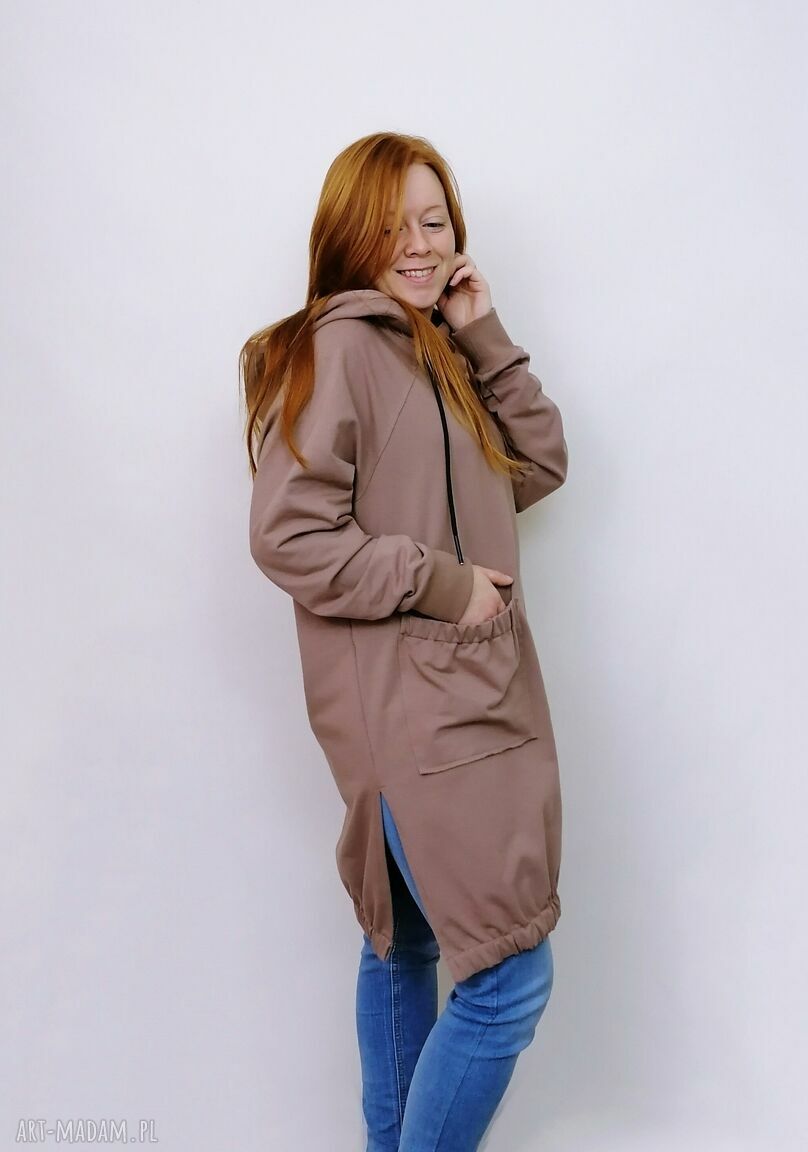 Bluza damska oversize LUMA brązowa z kapturem