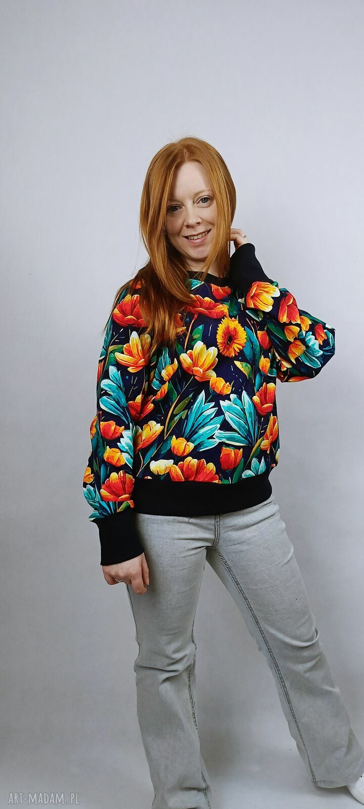 Bluza damska NURI Wiosenne Kwiaty - zielona nitka