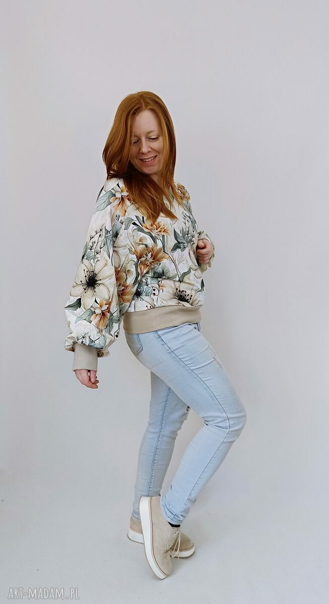 Bluza damska LOVA OGRÓD w kwiaty - ręcznie robiona