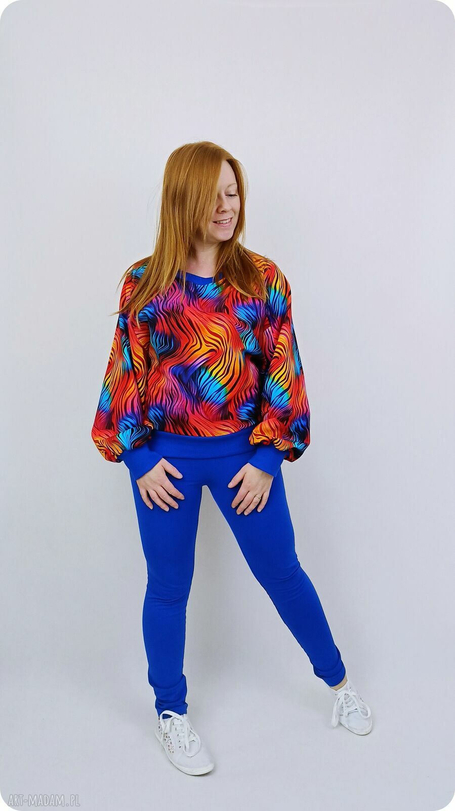 Bluza damska LOBO ZEBRA - szeroki rękaw, ściągacze, rozmiar S