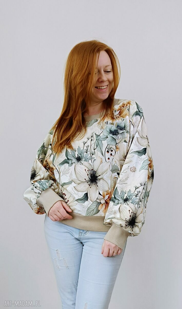 Bluza damska LOVA OGRÓD w kwiaty - ręcznie robiona