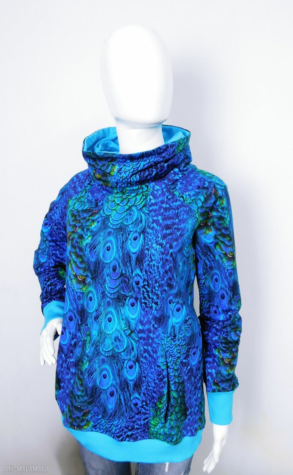 Bluza damska z kominem pawie piórka