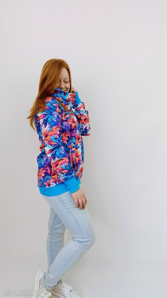 Bluza damska WIOLA LILIE z kominem - ręcznie szyta przez Zieloną Nitkę