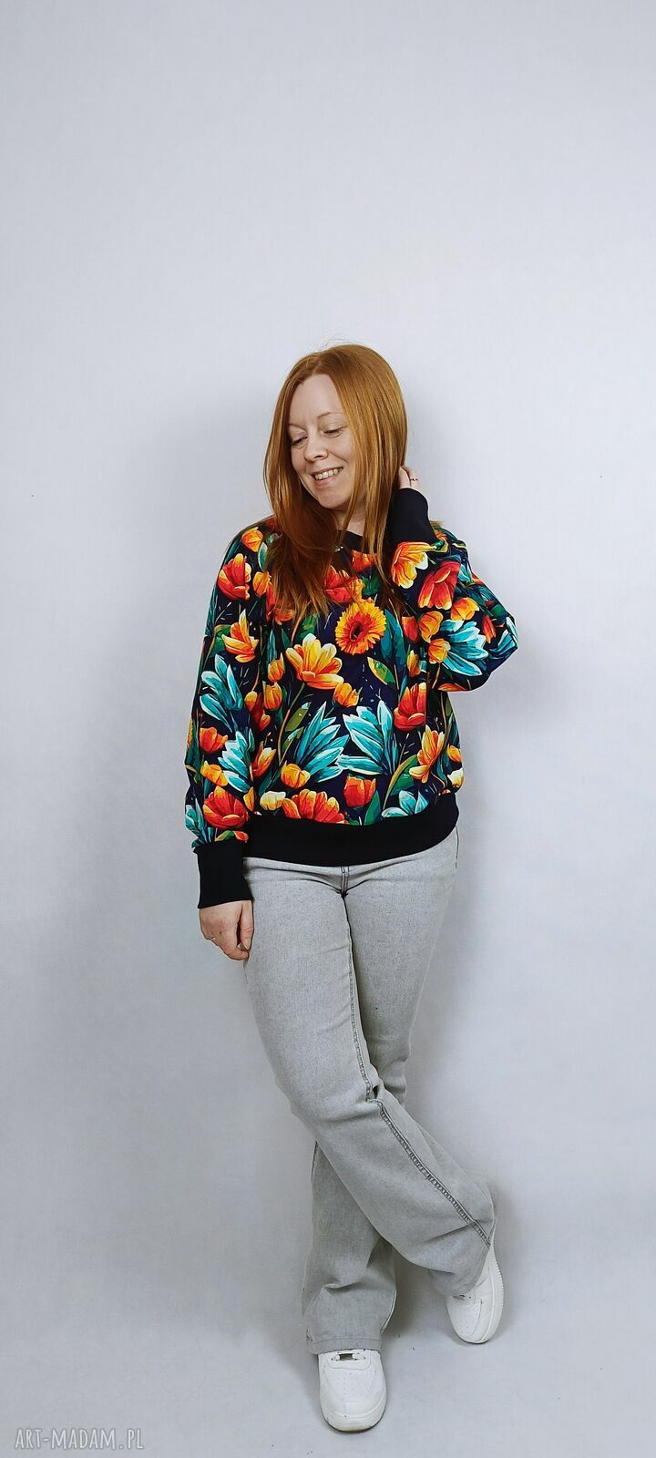 Bluza damska NURI Wiosenne Kwiaty - zielona nitka