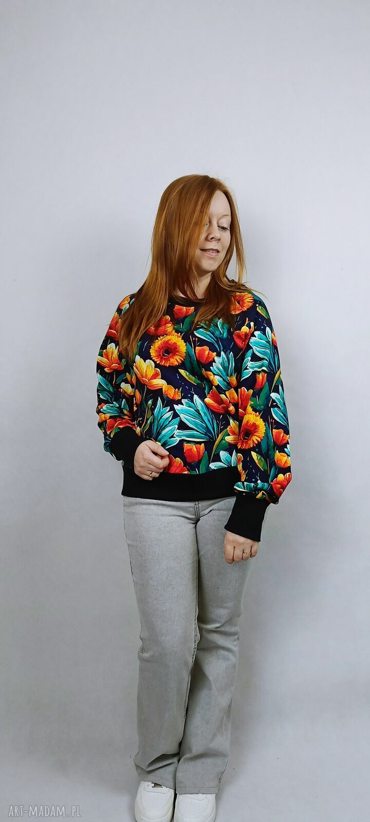 Bluza damska NURI Wiosenne Kwiaty - zielona nitka