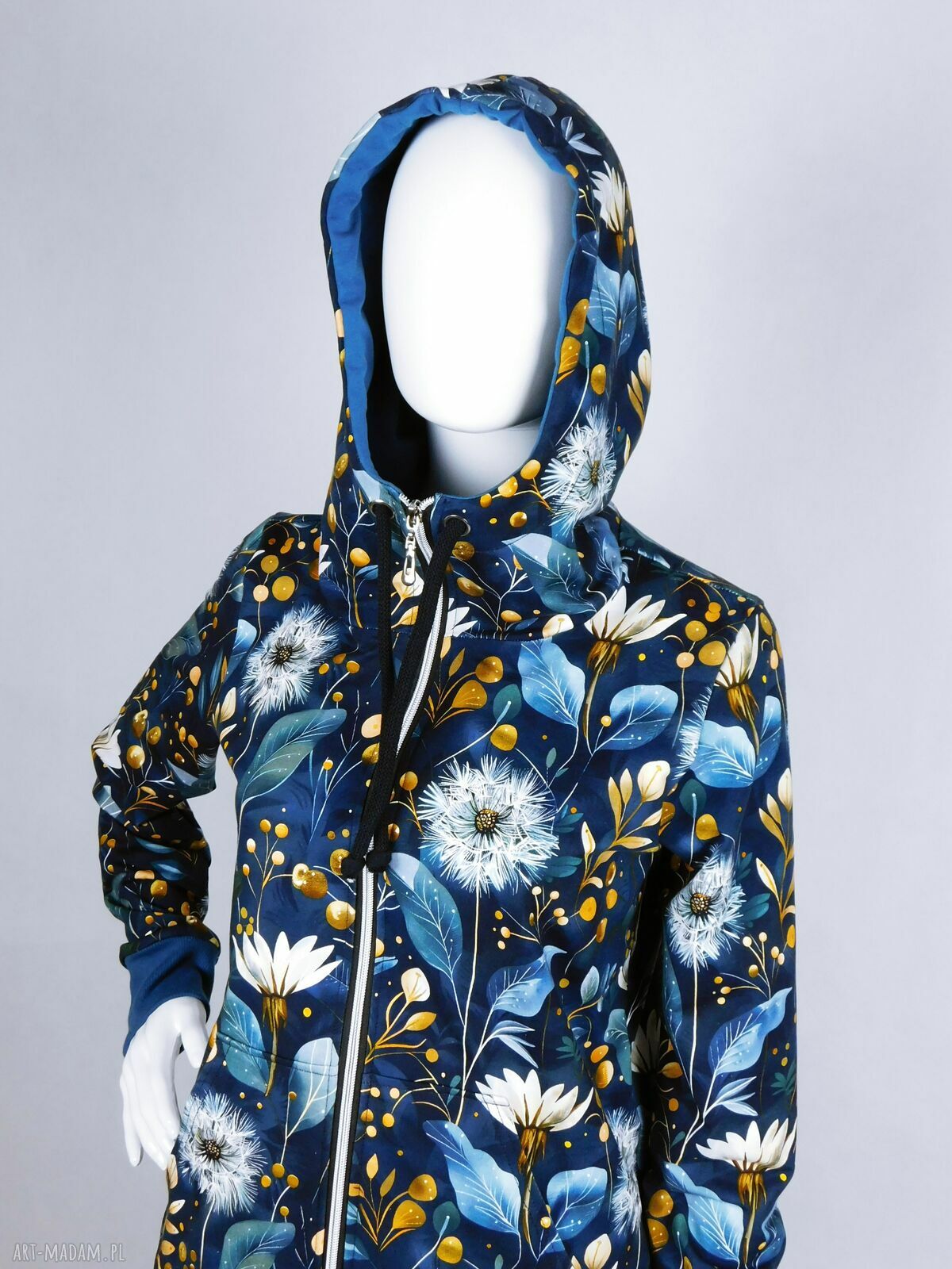 Rozpinana bluza damska DMUCHAWCE z kapturem i kieszeniami - handmade