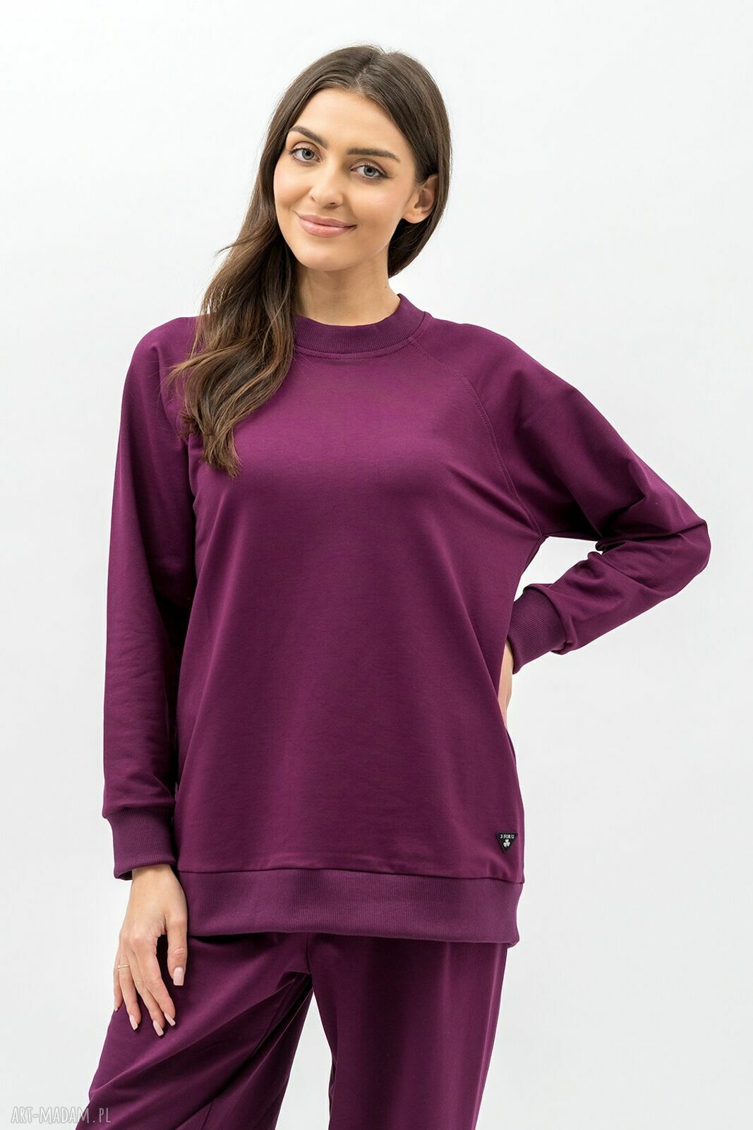 Bluza damska raglan Basic Adalet bakłażan