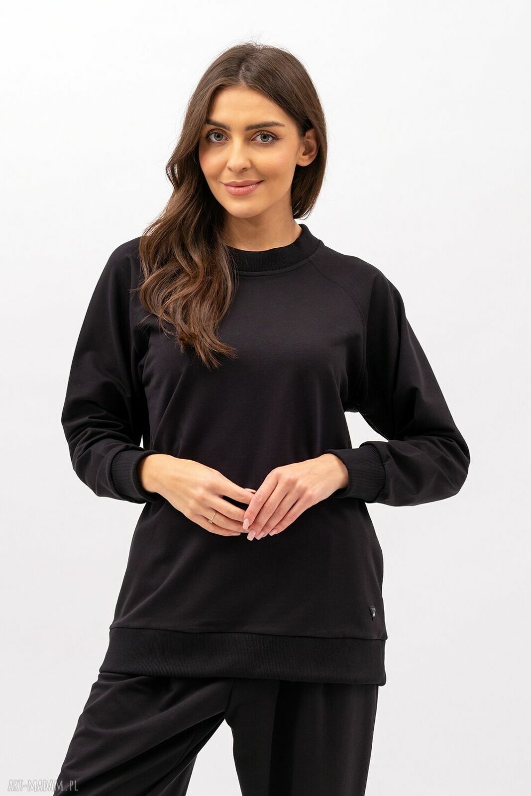 Bluza damska raglan Basic ADALET - czarna, ręcznie szyta w Polsce