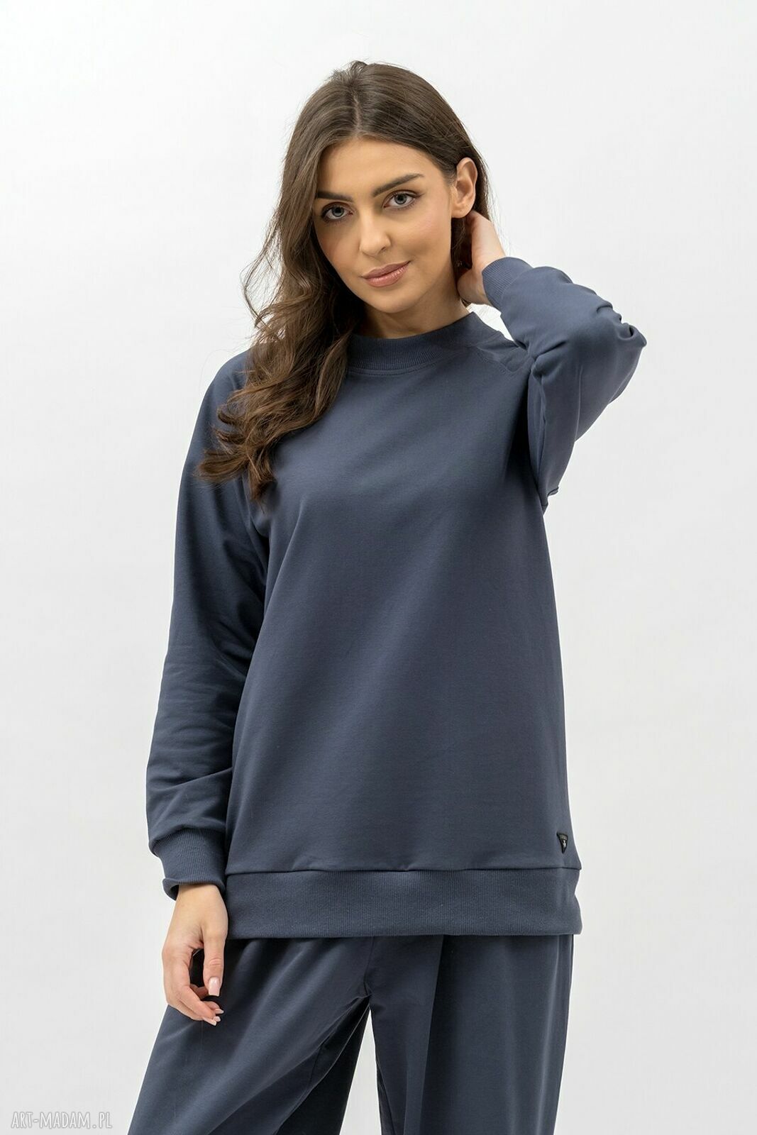 Grafitowa bluza damska raglan Basic Adalet - wygodna bawełniana dresówka 250g