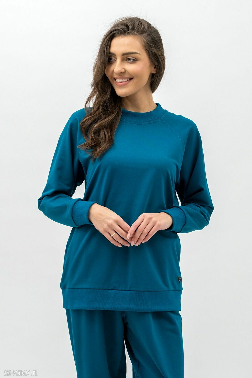 Bluza damska raglan Basic petrol - Trzy ForU 95% bawełna, 5% elastan